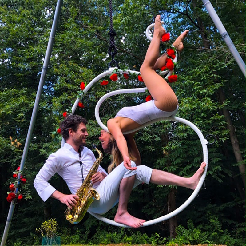 Aerial fabric duo